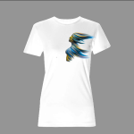 abstract face white t-shirt με αφηρημένο πολύχρωμο προφίλ σε λευκό ύφασμα