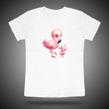 flamingo t-shirt kids με μαμά και μικρό flamingo