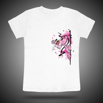 pink panther t-shirt kids λευκή παιδική μπλούζα