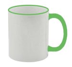 Κούπα λευκή 11 oz με πράσινο γείσο και λαβή