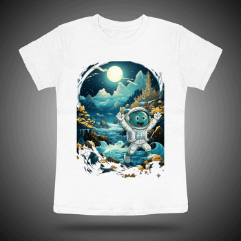 Μπλούζα με τον Luxis αστροναύτη σε φανταστικό διαστημικό τοπίο